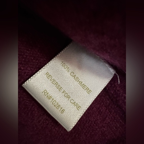 Garnet Hill 100% Cashmere Ruffle Hem Cardigan Sweater Burgundy Women’s Size L - Picture 5 of 10